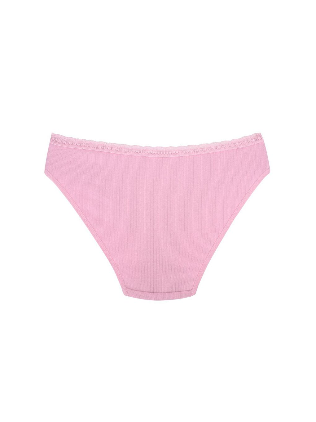 Kompedan Pembe Fitilli Ribana Pamuklu Dantelli Esnek Slip Bikini Külot | Pembe - 1