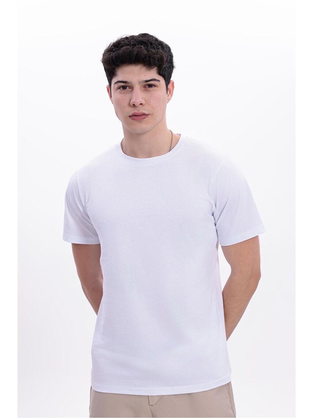 Beyaz Erkek 5 Adet Tişört Paketi, 30/1 Süprem %100 Pamuk, Yumuşak Doku, Bisiklet Yaka-3