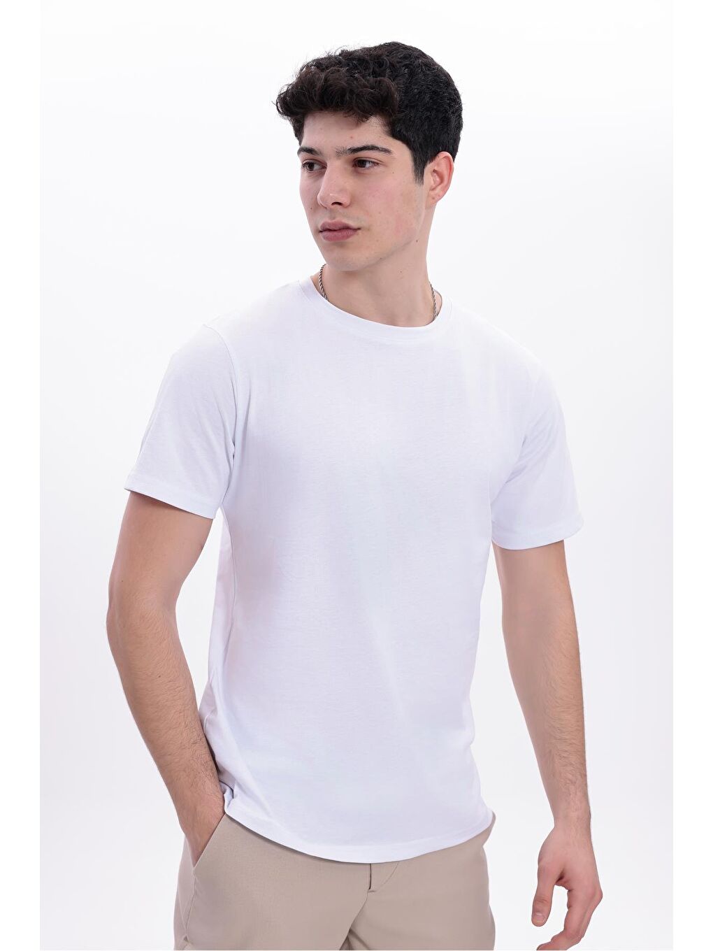 Beyaz Erkek 5 Adet Tişört Paketi, 30/1 Süprem %100 Pamuk, Yumuşak Doku, Bisiklet Yaka-4