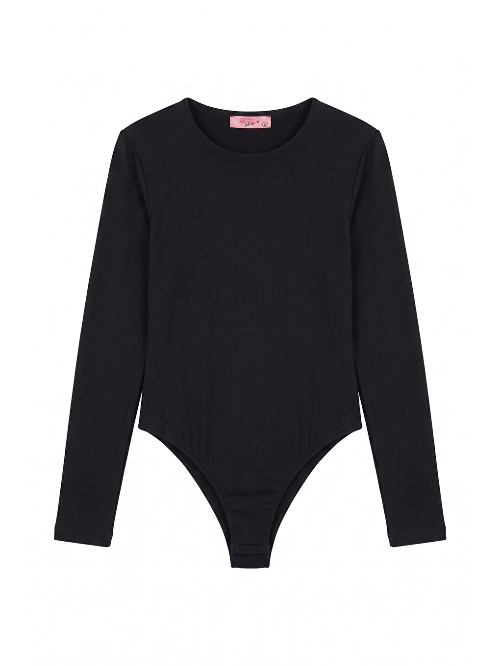 Bisiklet Yaka Basic Bodysuit Siyah-1