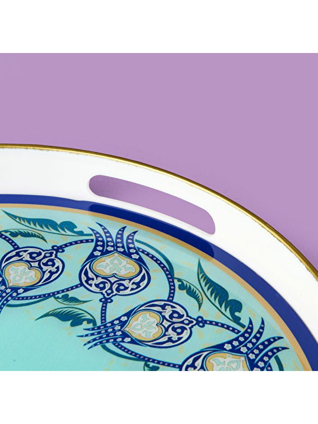 Karışık Kitchen Lale Camlı Yuvarlak Tepsi - Renkli - 35 cm-1