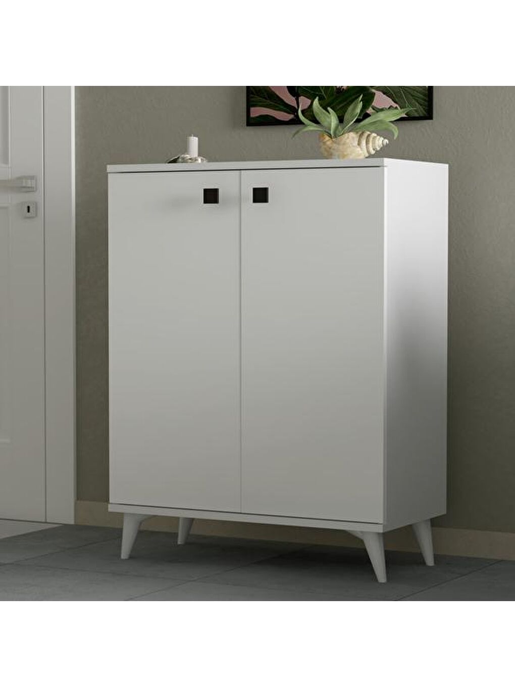 Okyanus 4 Raflı Ayakkabılık - Beyaz - 70 cm