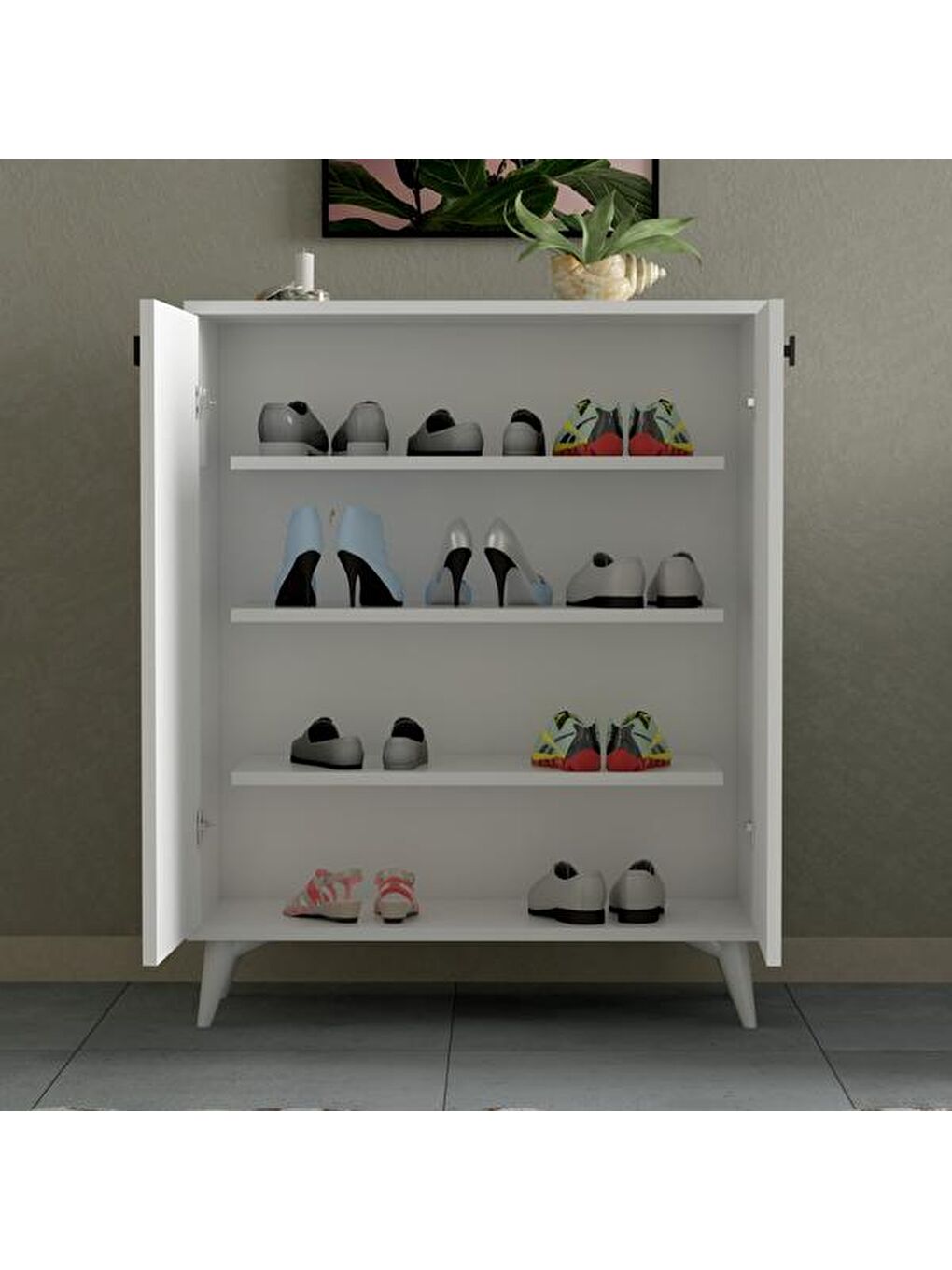 Okyanus 4 Raflı Ayakkabılık - Beyaz - 70 cm-1