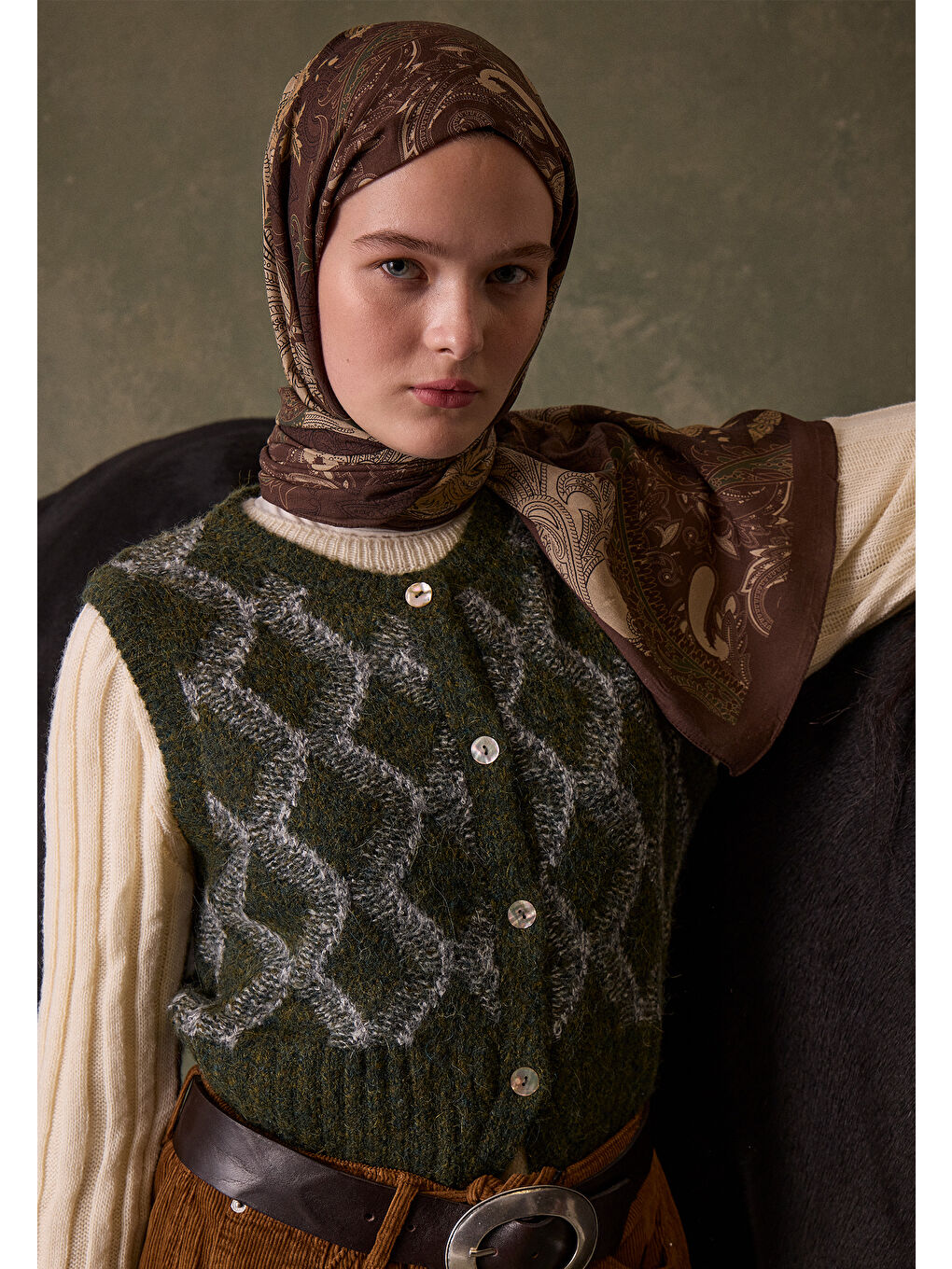 Kahverengi Darıa Desen Şal Çikolata-4