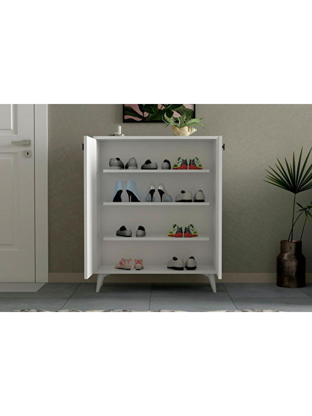 Okyanus 4 Raflı Ayakkabılık - Beyaz - 70 cm-4