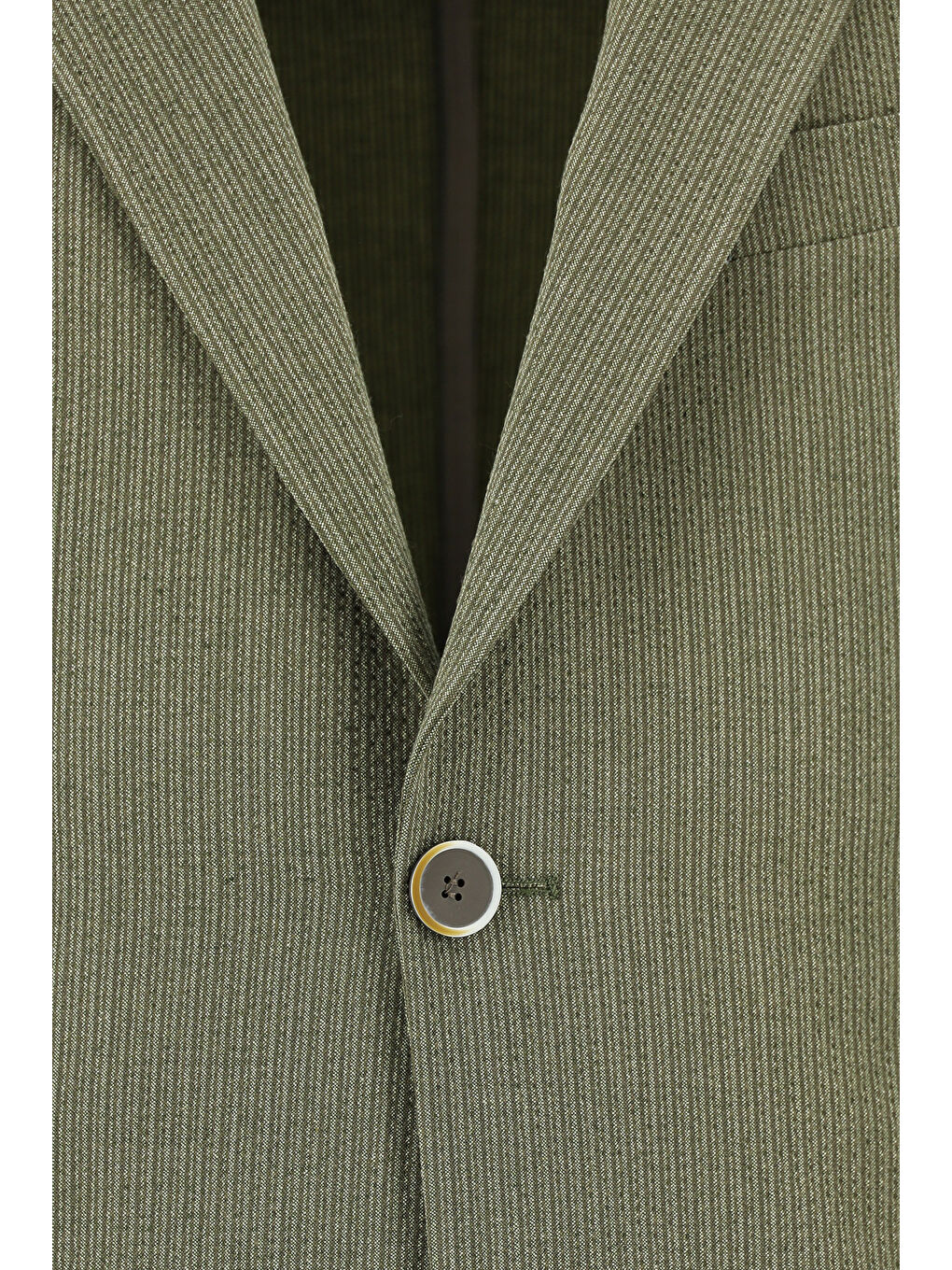 Haki Slim Fit Dar Kesim Çizgili Beli Lastikli İpli Takım Elbise-3