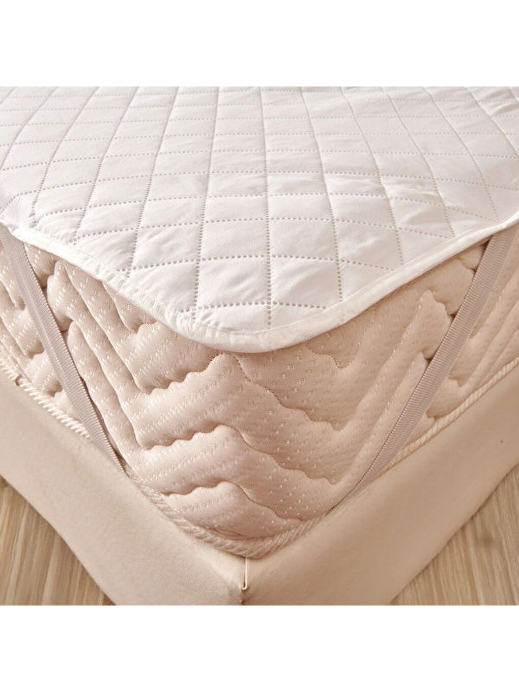 Soft Nando Basic Çift Kişilik Lastikli Alez - Beyaz - 160x200 cm-2