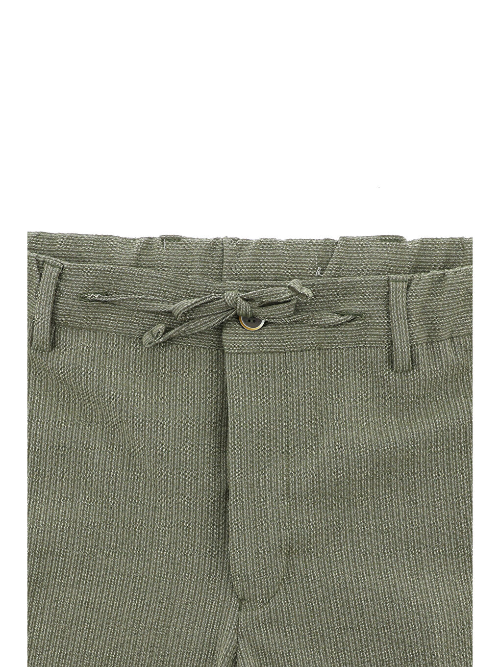 Haki Slim Fit Dar Kesim Çizgili Beli Lastikli İpli Takım Elbise-4