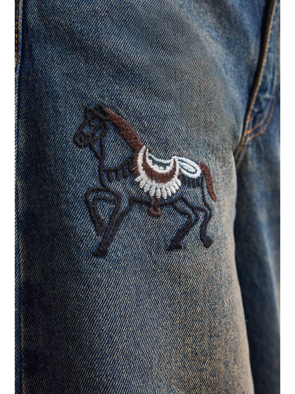 Mavi Kadın Koyu Jean 2w6-8 Palazzo Fit Özel Nakış Desenli Tasarım Denim Jean-6