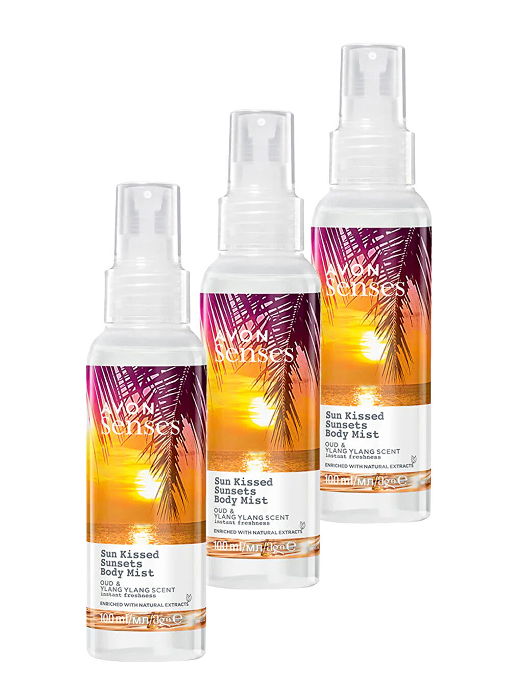 AVON Senses Sun Kissed Sunsets Vücut Spreyi 100 Ml. Üçlü Set