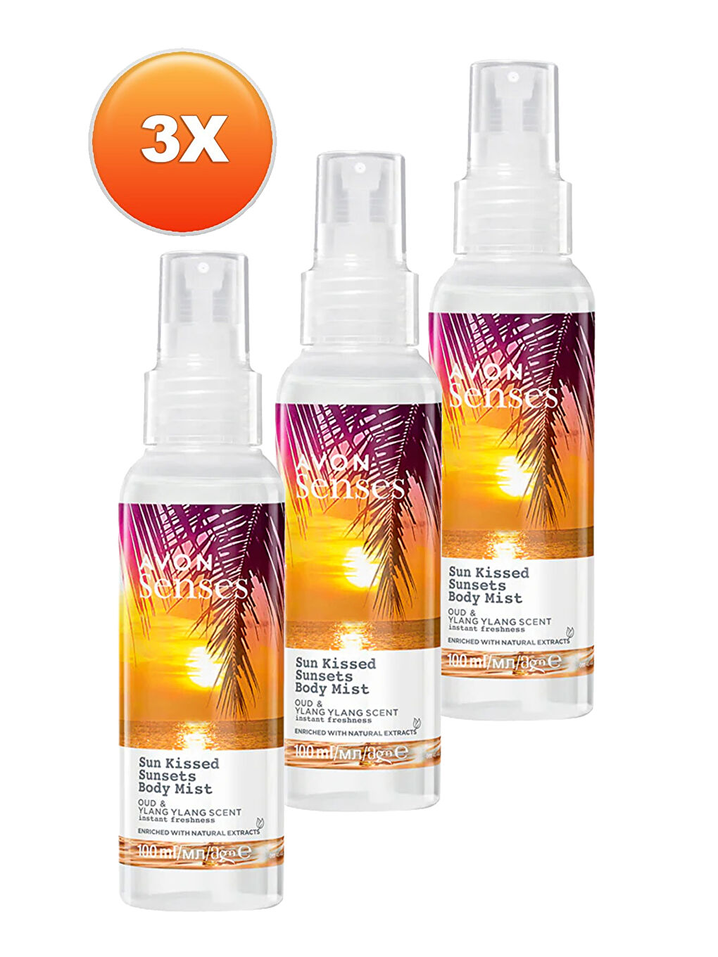 AVON Senses Sun Kissed Sunsets Vücut Spreyi 100 Ml. Üçlü Set - 1