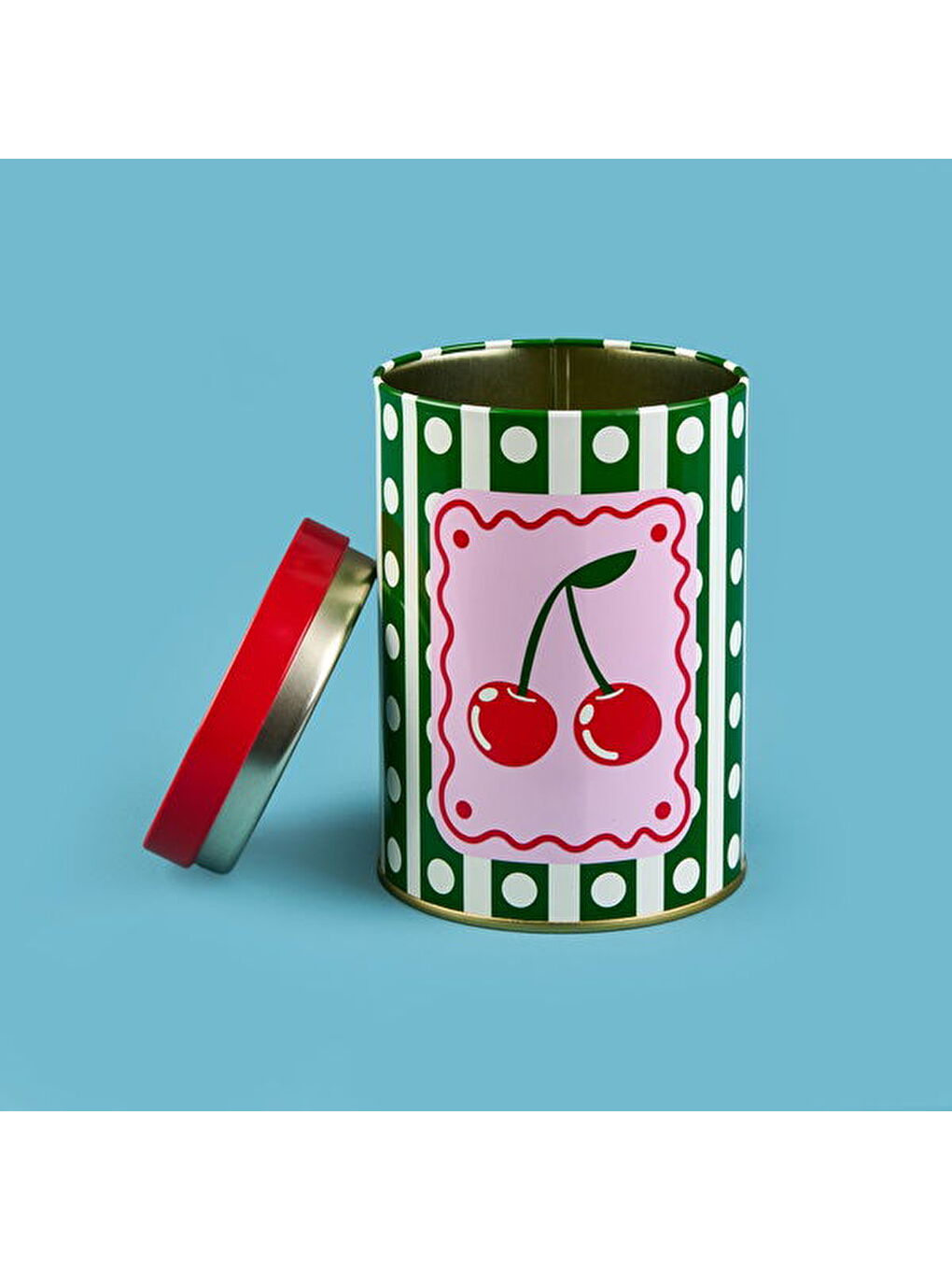 Renksiz Cherry Yuvarlak Tekli Metal Kutu - Renkli - 900 ml-1