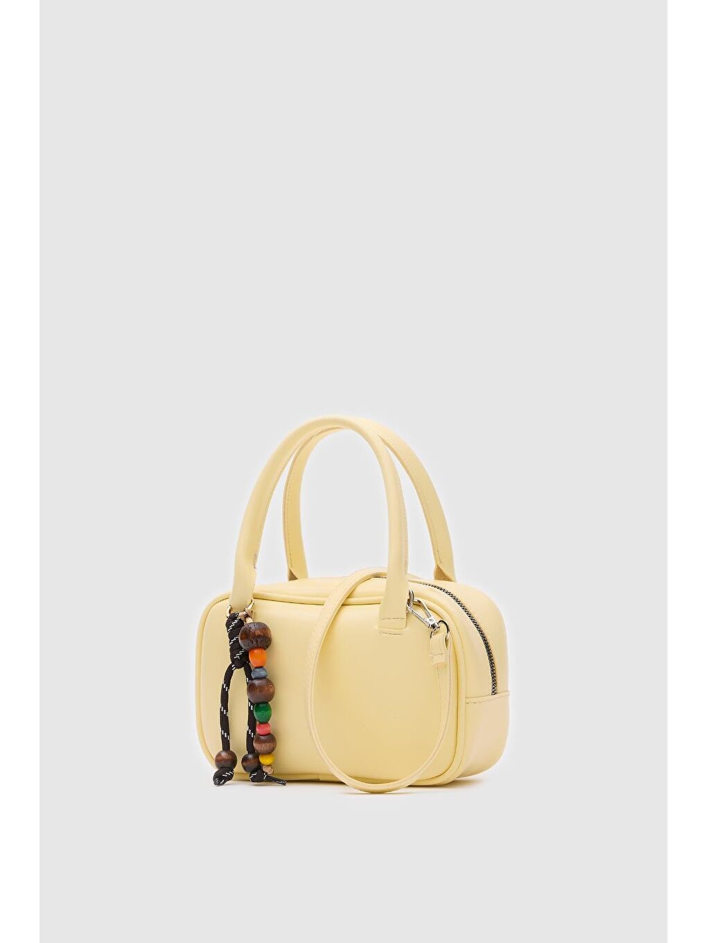 Pra Aksesuarlı Mini Oval El Ve Çapraz Çanta Sarı-4