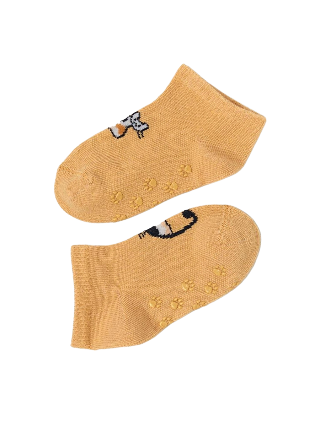 Bebek Kedi Desenli 2'Li Step Çorap Pembe-Kahverengi-2