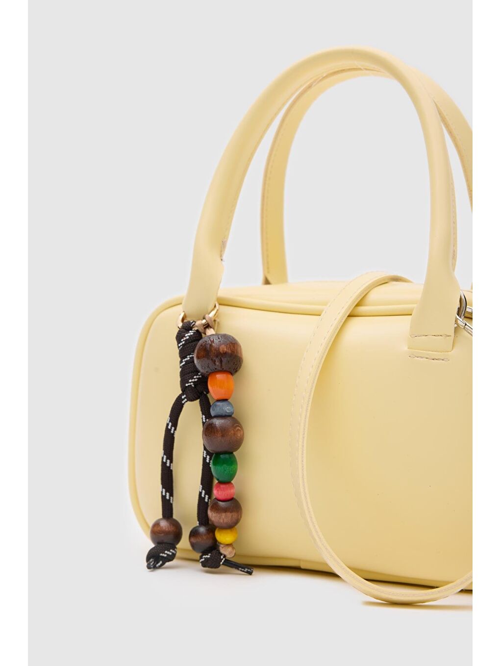 Pra Aksesuarlı Mini Oval El Ve Çapraz Çanta Sarı-5