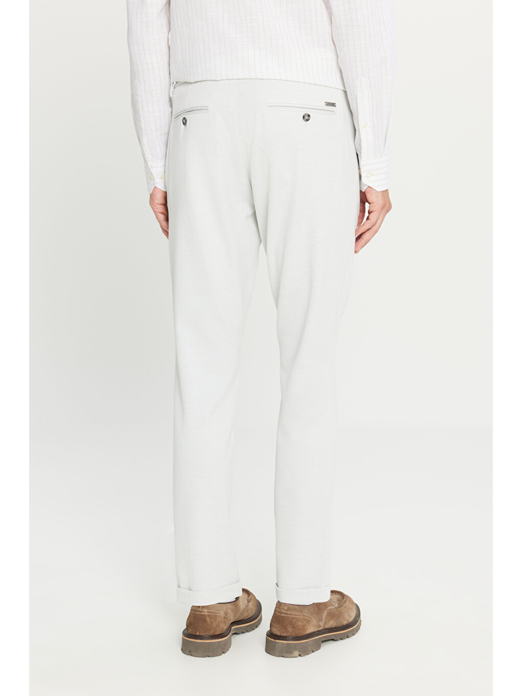 Erkek Gri Slim Fit Dar Kesim Beli Bağlamalı Yan Cepli Esnek Casual Pantolon-4