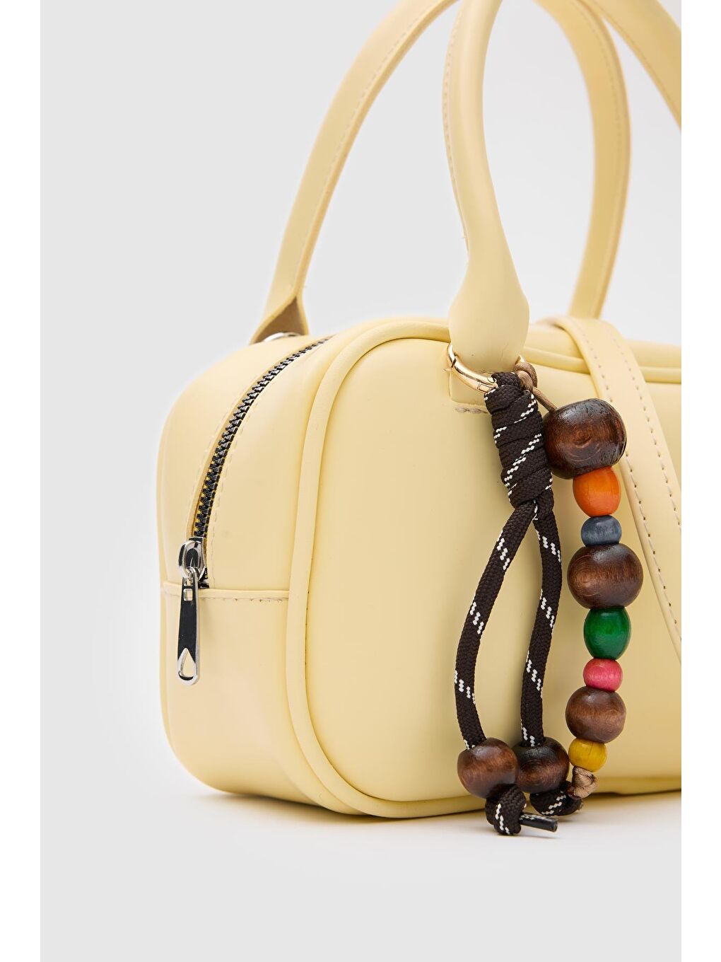 Pra Aksesuarlı Mini Oval El Ve Çapraz Çanta Sarı-7