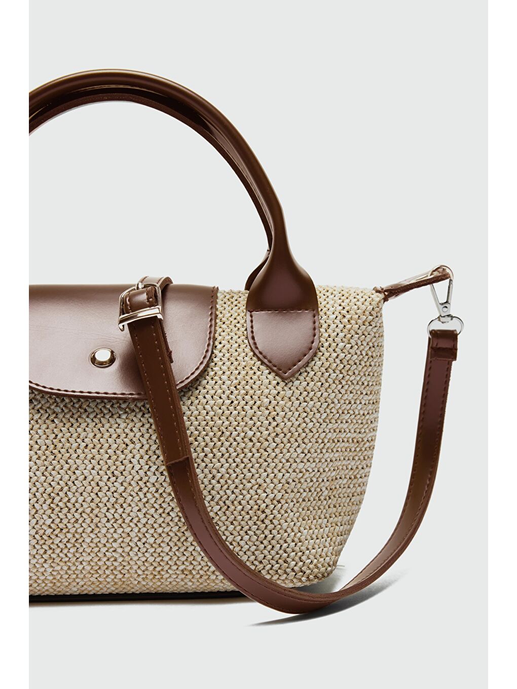 Kahverengi Tiger Hasır Small Omuz Çantası Taba-2