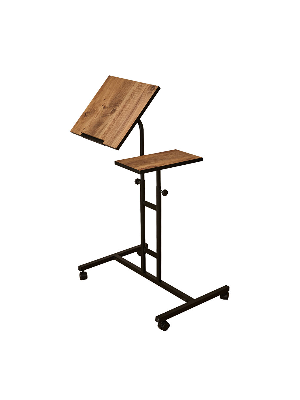 Kahverengi Barnes Çift Tablalı Ayarlanabilir Laptop Sehpası - Atlantik Çam / Siyah - 87x45x58 cm-3