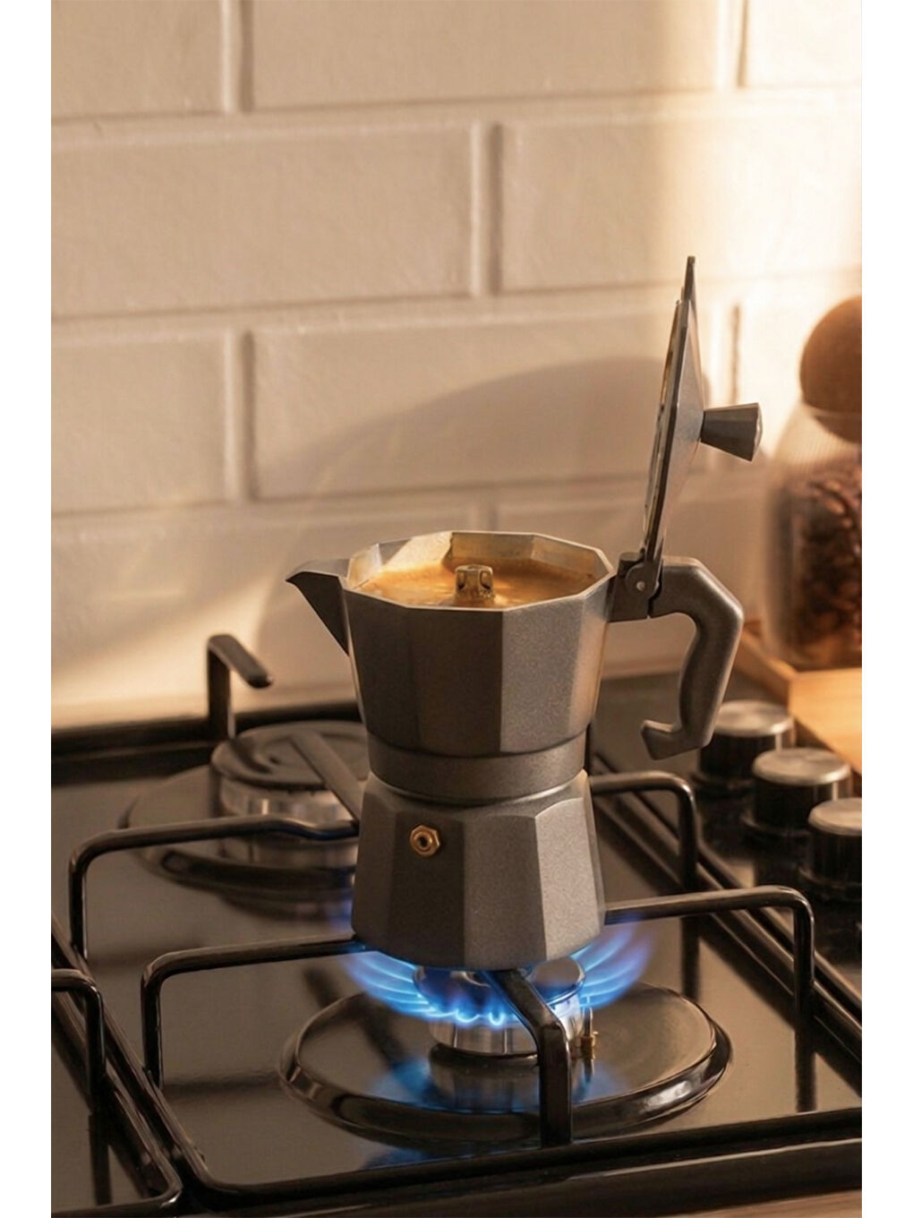 MNB05742-2 Ocaküstü Moka Pot 3 Fincanlık Alüminyum Kahve Espresso Cezvesi Antrasit 150 ml-1