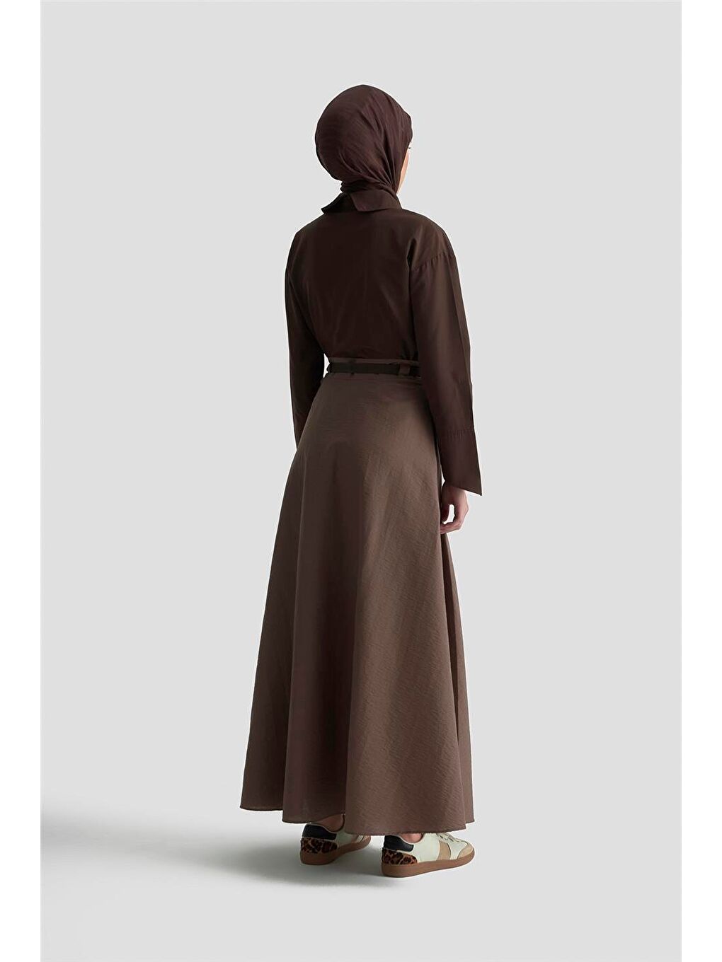 Kahverengi Kemerli Ve Pileli Etek 25K1900 Kakao-3