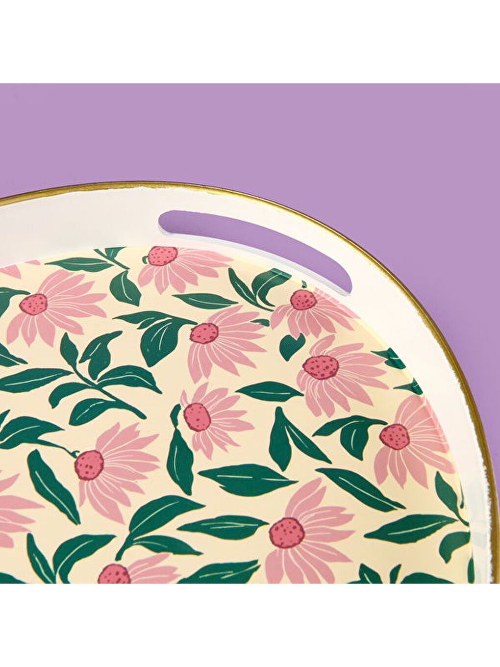 Karışık Kitchen Pink Flower Oval Tepsi - Renkli - 39 cm-2
