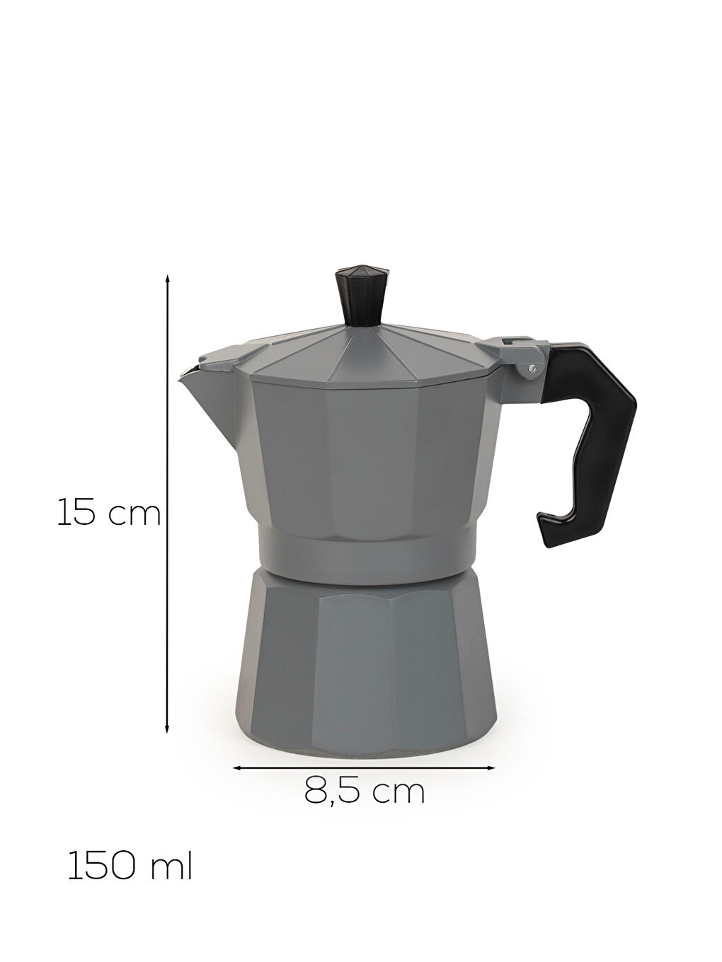 MNB05742-2 Ocaküstü Moka Pot 3 Fincanlık Alüminyum Kahve Espresso Cezvesi Antrasit 150 ml-2