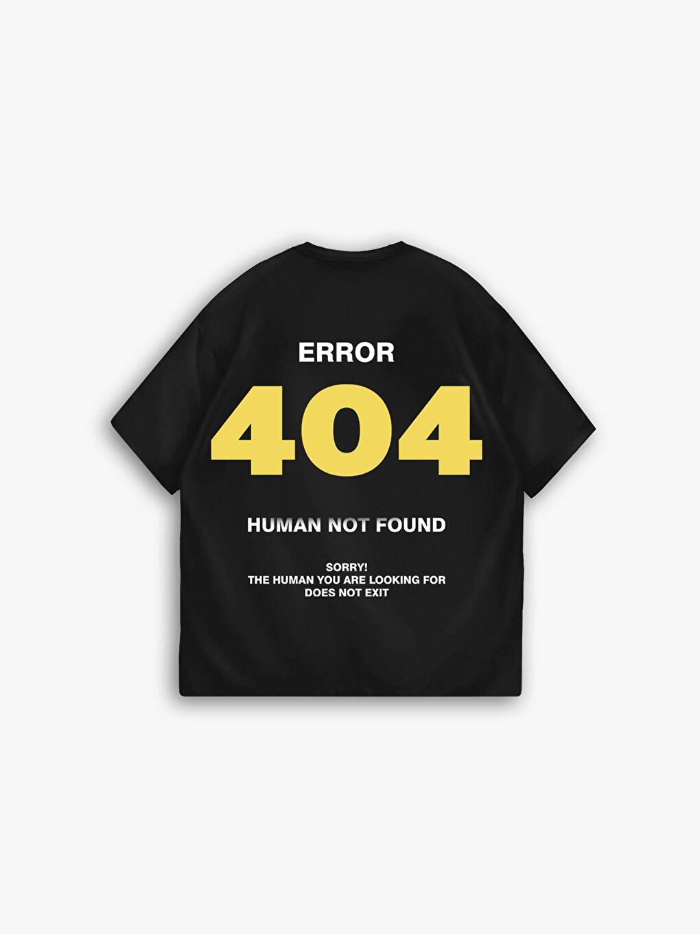 ablukaonline Erkek Oversize Error 404 Baskılı İki İplik T-Shirt Siyah - 3