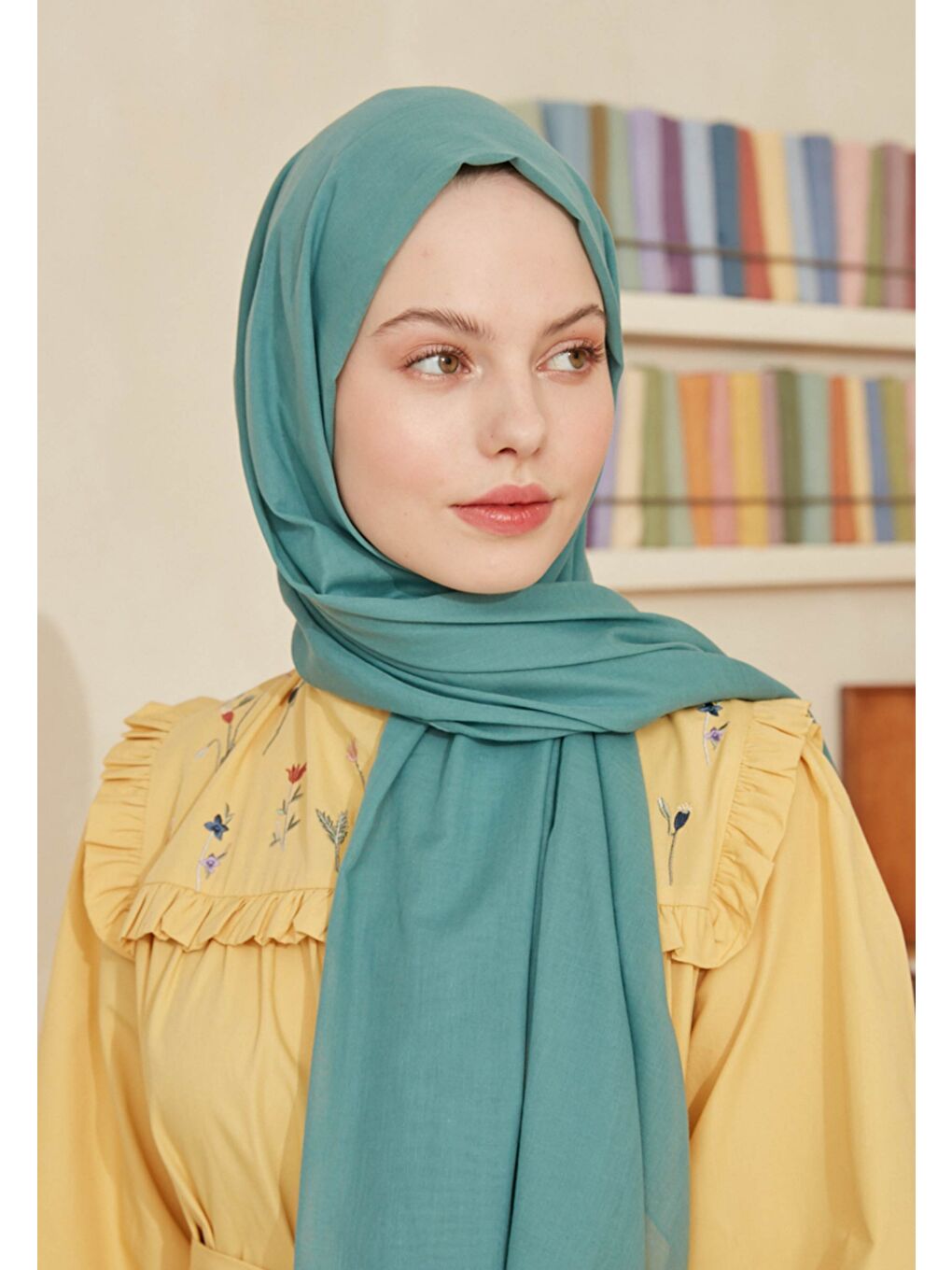 Mavi İnce Pamuk Vual Şal Okyanus-2