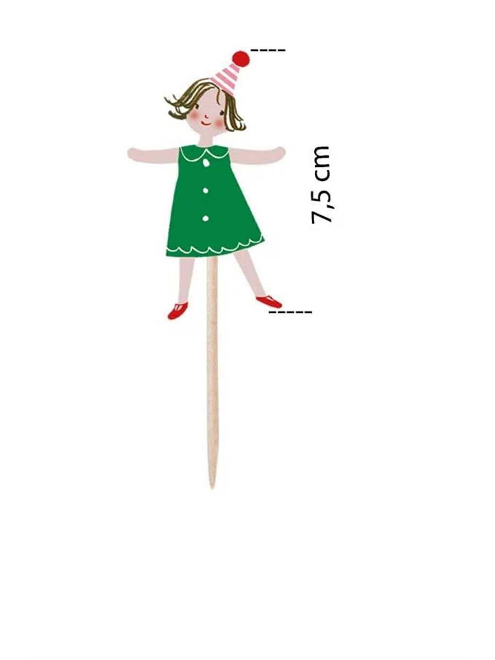 Karışık Çok Renkli Hayvan ve Çocuk Temalı 6'lı Uzun Kürdan Pasta Süsü-1