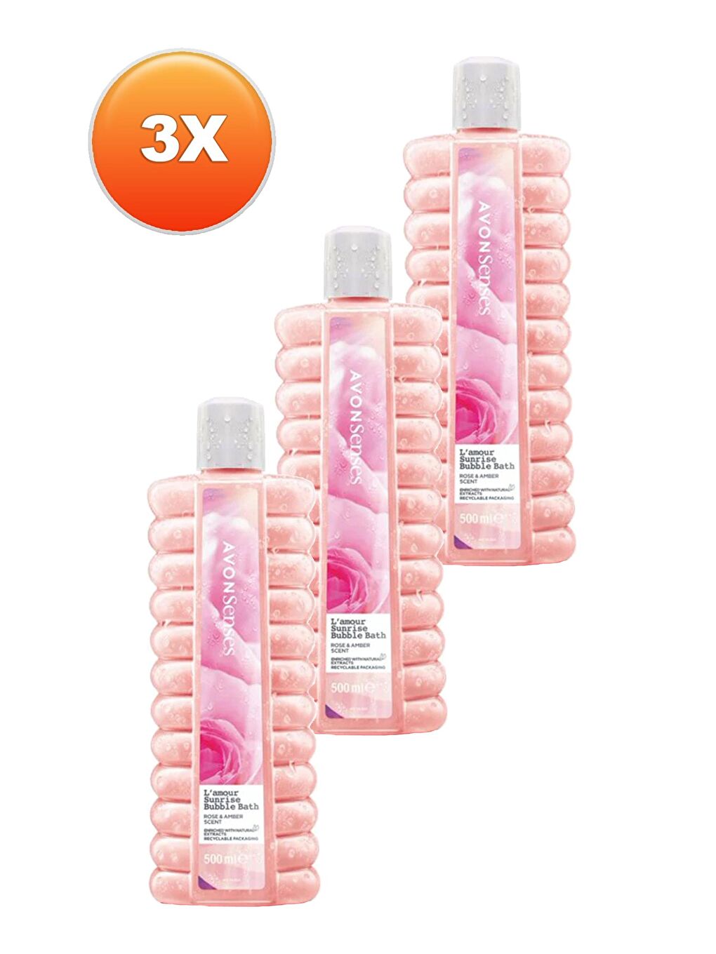 AVON L'Amour Sunrise Gül ve Kehribar Kokulu Banyo Köpüğü 500 Ml. Üçlü Set - 1