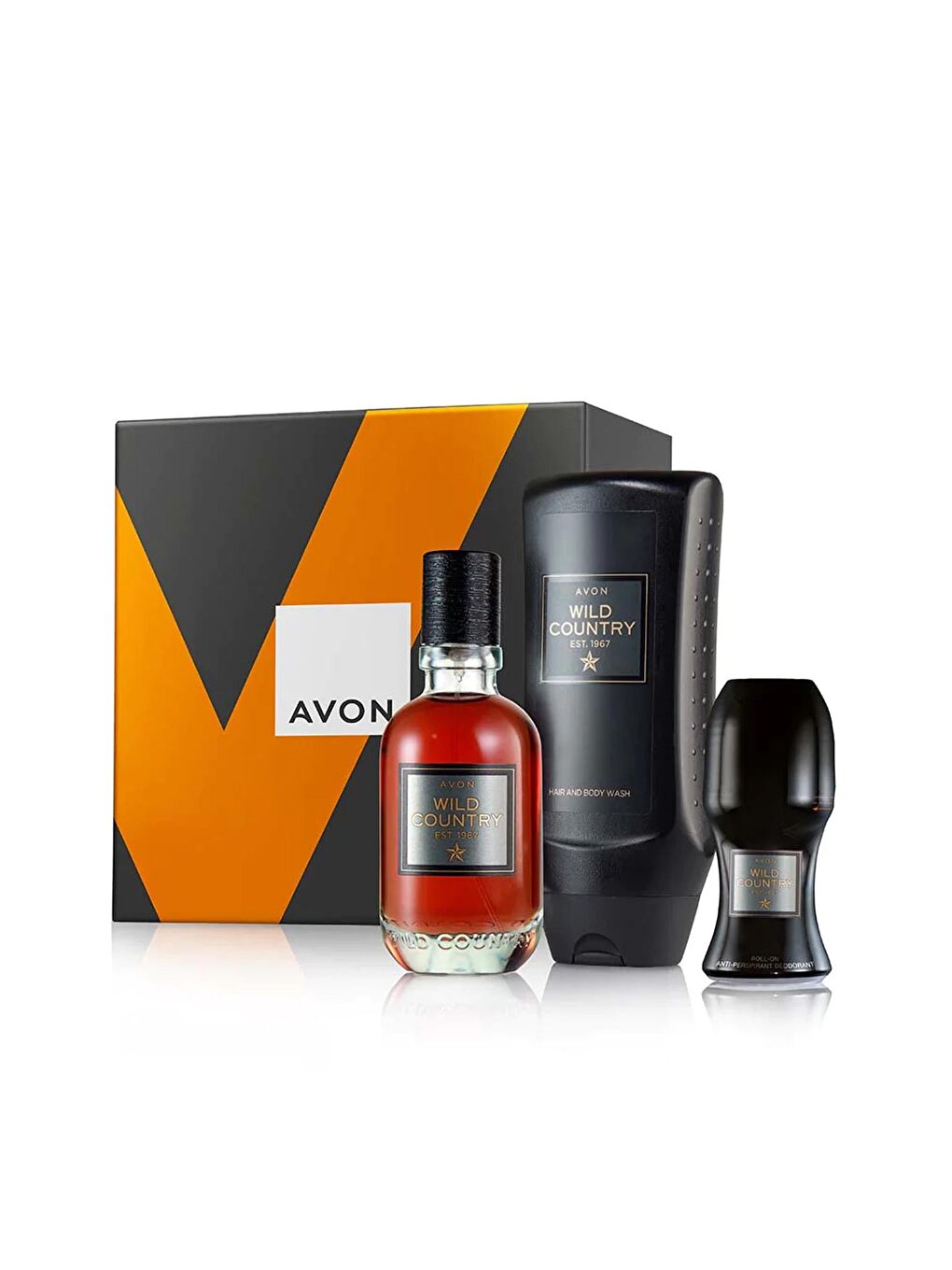 AVON Renksiz Wild Country Erkek Parfüm Saç Vücut Yıkama Jeli ve Rollon Hediye Seti