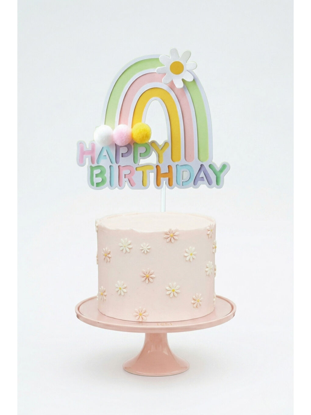 Karışık Çok Renkli Figürlü Happy Birthday Pasta Süsü