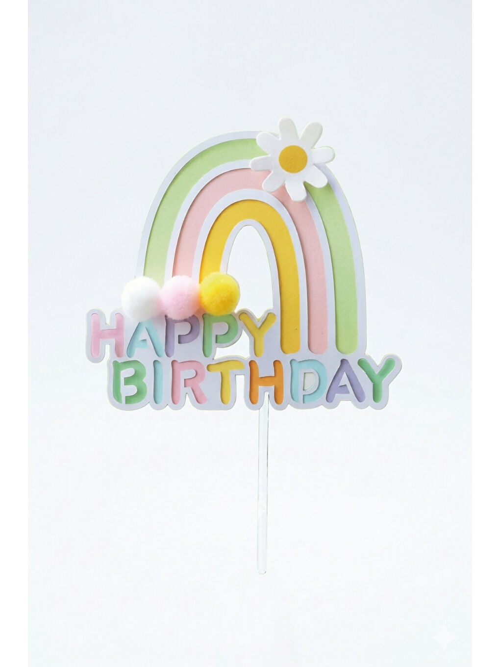 Karışık Çok Renkli Figürlü Happy Birthday Pasta Süsü-1