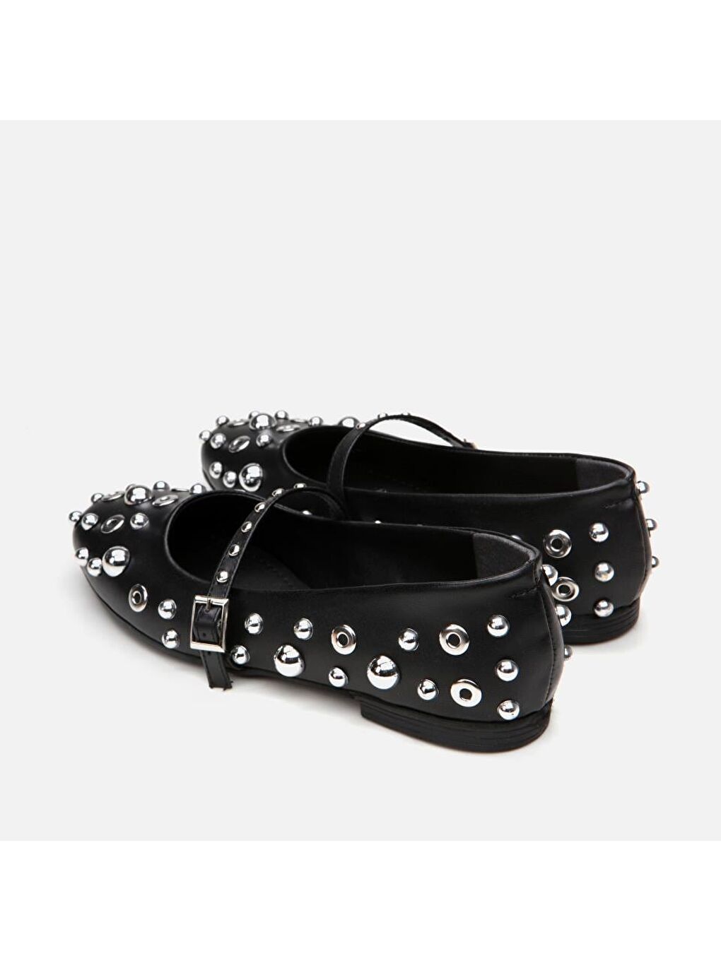 Siyah Kadın Taşlı Babet-1