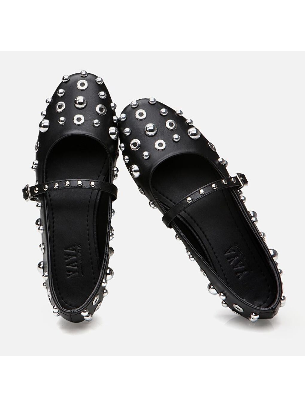 Siyah Kadın Taşlı Babet-3