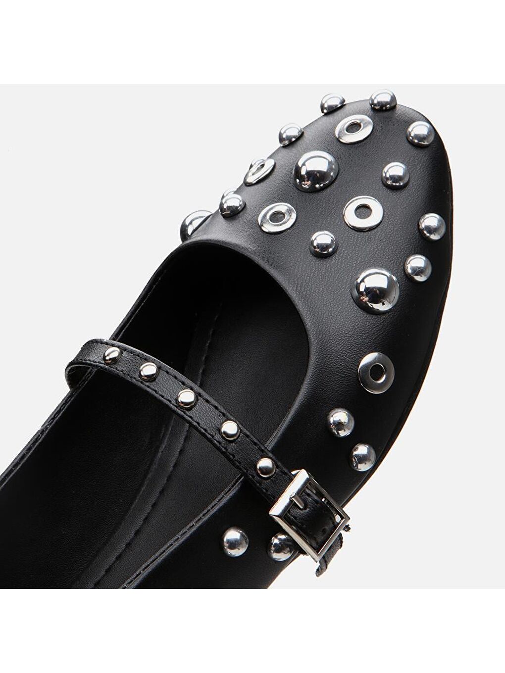 Siyah Kadın Taşlı Babet-5