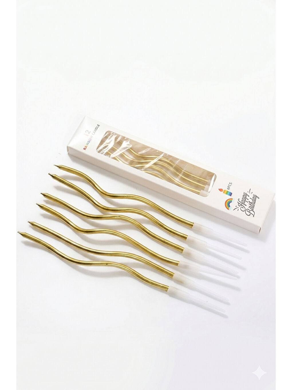 Sarı Altın 6'lı Spiral Part Mumu-1