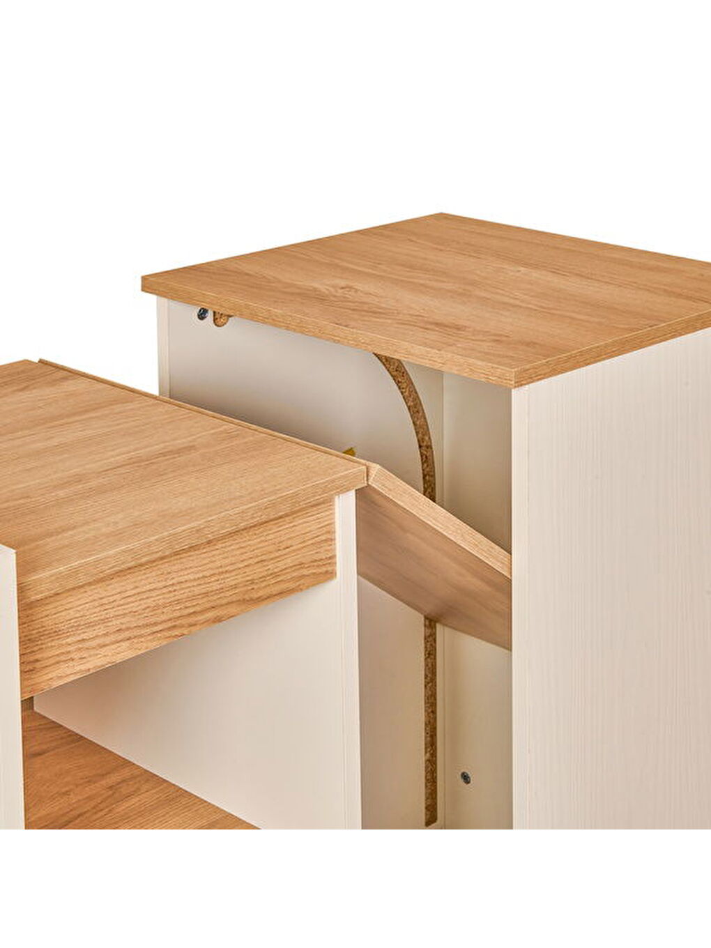 Kahverengi Talya Açılabilir Masa - Karina Meşe / Krem - 80x50x45 cm-4