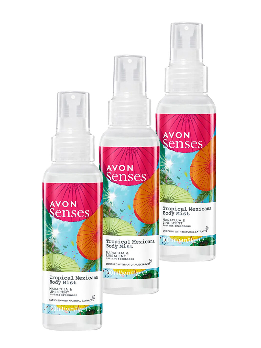 AVON Tropical Mexicana Çarkıfelek ve Limon Kokulu Vücut Spreyi 100 Ml. Üçlü Set