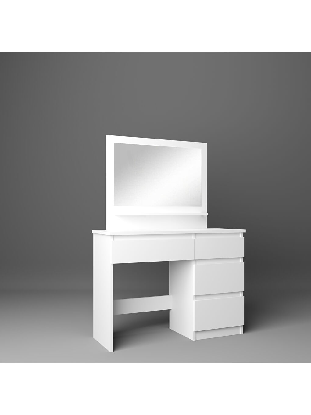 Dora Aynalı Makyaj Masası - Beyaz - 73x37x100 cm-1