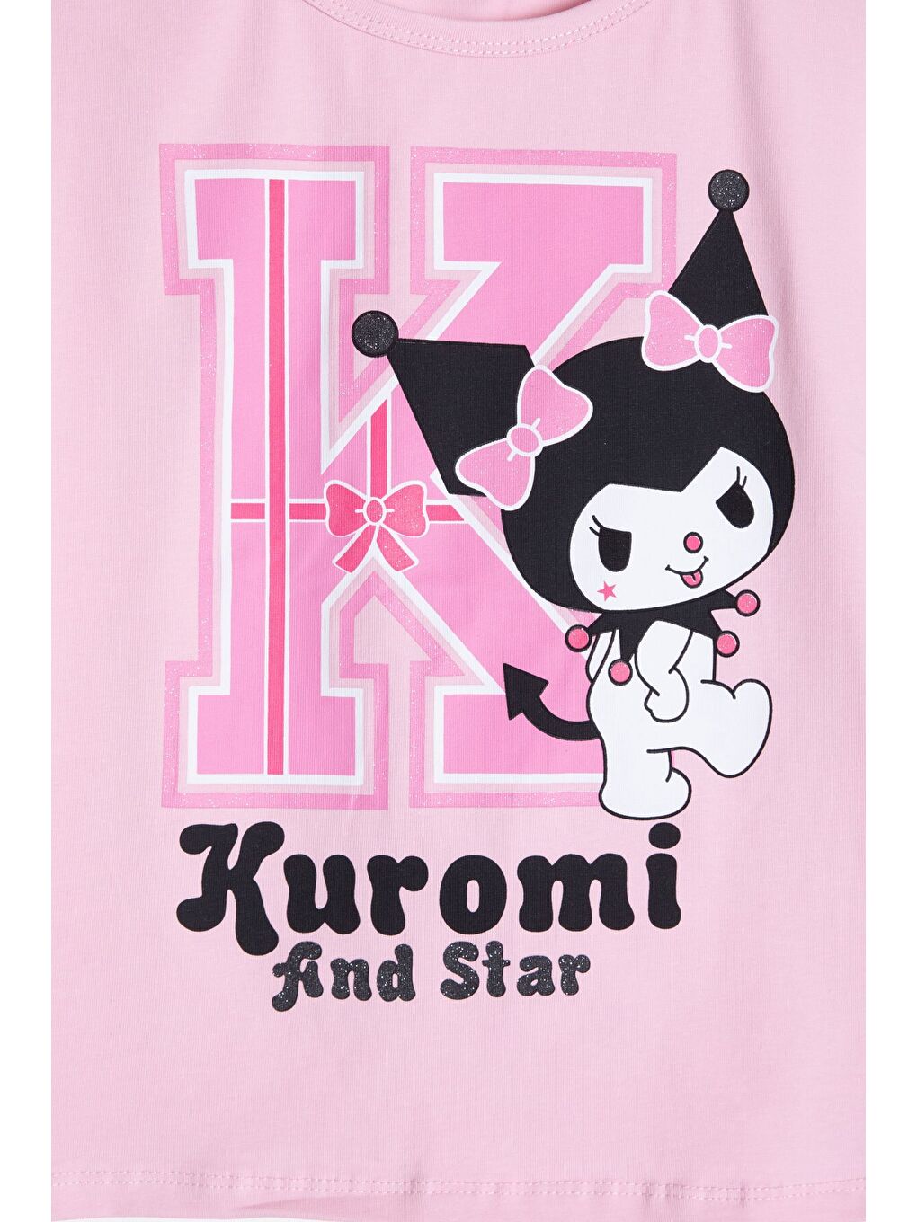 Pembe Pudra Sevimli Tavşan Baskı Bisiklet Yaka Kız Çocuk Şortlu Takım 23948-4