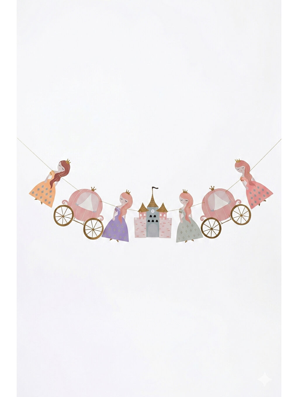 Karışık Çok Renkli Prenses Temalı Parti Banner