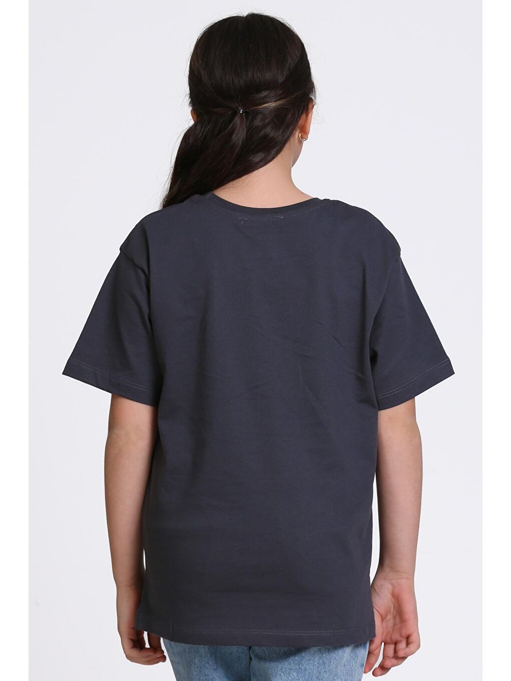 Antrasit Blossom Market Baskılı 4-12 Yaş Tişört - 2430-3-1