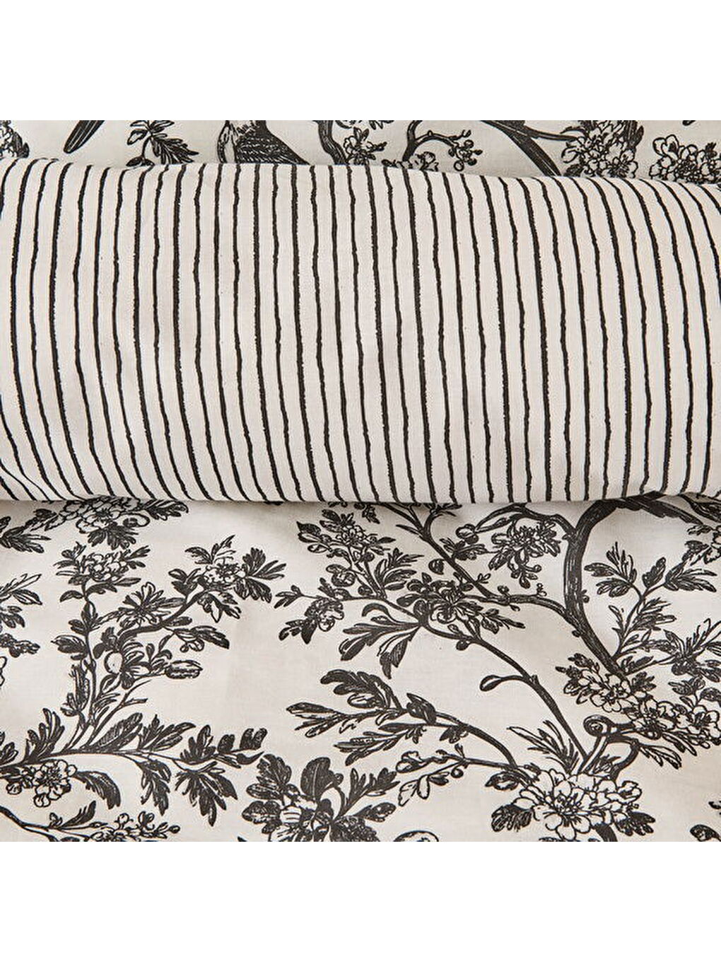 Siyah Soft Peace Tek Kişilik Nevresim Takımı - Beyaz / Antrasit-1