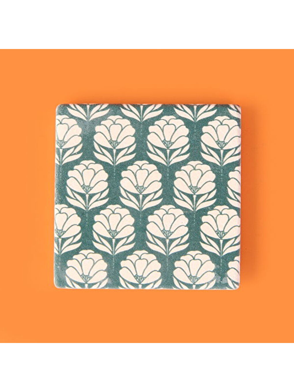 Karışık Kitchen Beyaz Çiçekli Taş Bardak Altlığı - Renkli - 10x10 cm