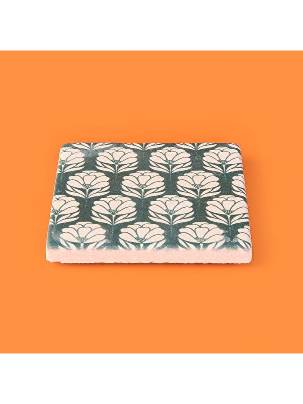 Karışık Kitchen Beyaz Çiçekli Taş Bardak Altlığı - Renkli - 10x10 cm-2