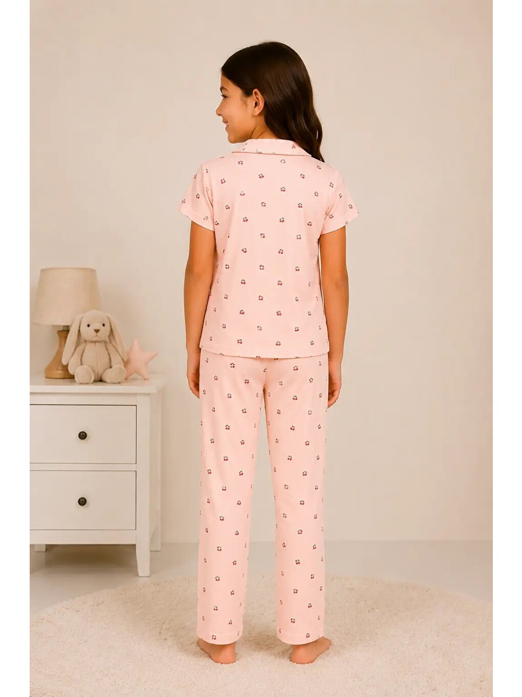 Pembe Desenli Kız Çocuk Pijama Takımı 9929-3