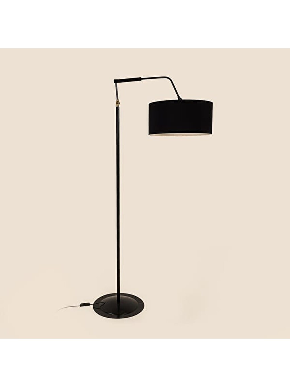 Lighting Metal Ayaklı Kumaş Başlıklı Lambader - Siyah - 150 cm