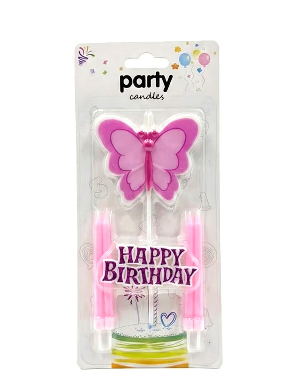 Pembe Kelebek Figürlü Happy Birthday Mum Set-1